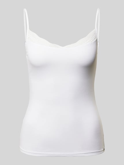 SKINY Slim Fit Trägertop mit Spitzenbesatz Weiss 1
