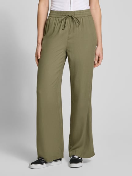 PIECES Regular Fit Weite Hose aus Viskose-Leinen-Mix Modell 'PIA' Khaki 4