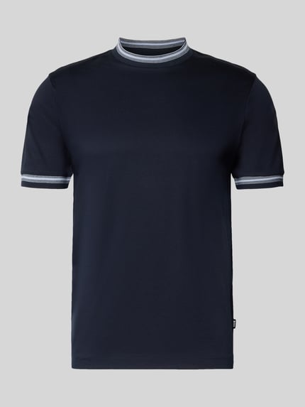 Produktfoto, Slim Fit T-Shirt aus reiner Baumwolle Modell 'TESSLER 202' von BOSS in Optik: Unifarben, Rundhals, Kurzarm, gerippter Abschluss
