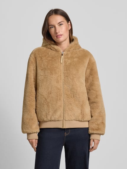 s.Oliver RED LABEL Regular fit jack van imitatiebont met capuchon Beige - 4