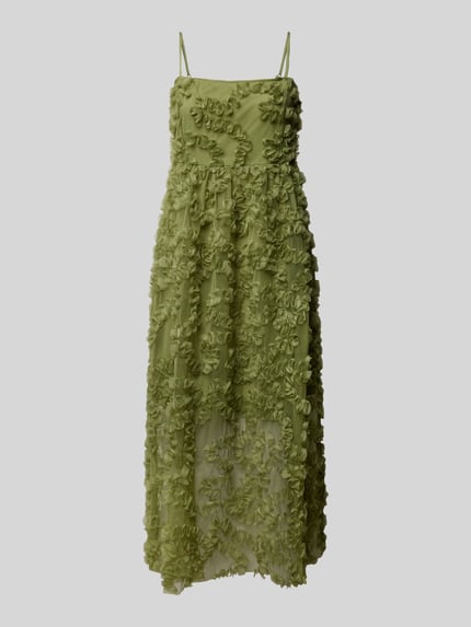 VILA Knielanges Kleid mit Strukturmuster Modell 'LEONORA' Schilf 2