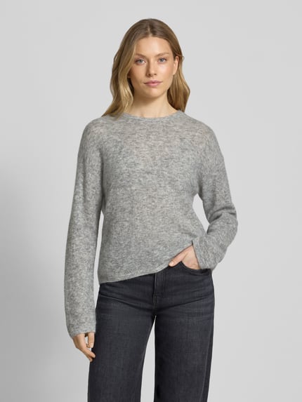 MOS MOSH Loose Fit Strickpullover mit Woll-Anteil Modell 'Mape' Mittelgrau Melange 4