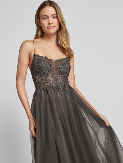 VM by Vera Mont Abendkleid mit Spitzenbesatz Anthrazit 3
