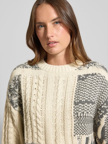 Jake*s Casual Relaxed Fit Strickpullover mit Woll-Anteil Ecru 3