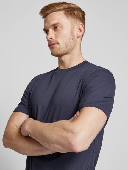 RAGMAN T-Shirt mit geripptem Rundhalsausschnitt im 2er-Pack Marine 3