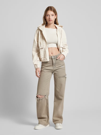 ONLY loose fit bomberjack van katoenmix model 'KENZIE' Ecru - 1