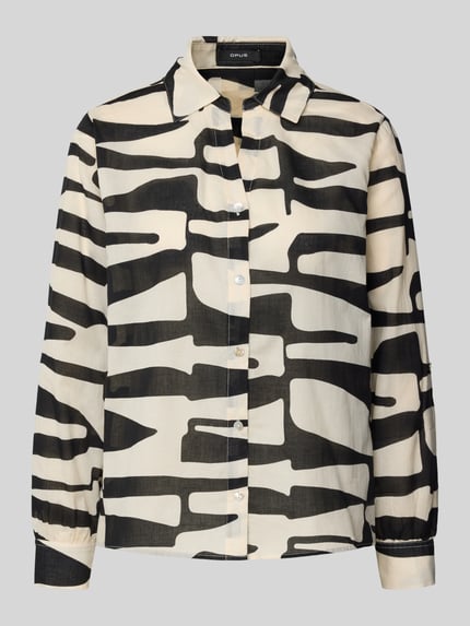 OPUS Regular fit blouse met knoopsluiting, model 'Fumani' Zwart - 2