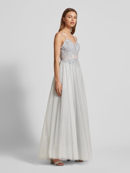 LUXUAR FASHION Abendkleid mit Ziersteinbesatz Silber 1