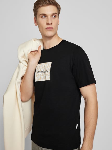 JACK & JONES T-shirt z nadrukiem z logo model ‘SPLIT’ Czarny 3