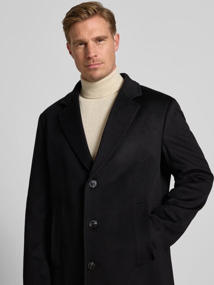 JOOP! COLLECTION Lange wollen jas in dubbele-laagjeslook, model 'Morris' Zwart - 3