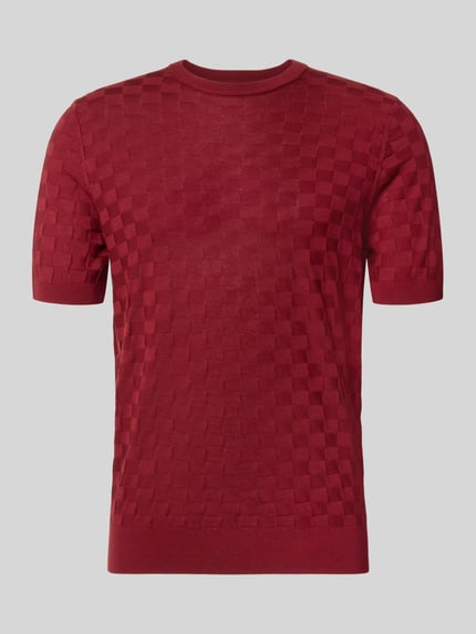 Produktfoto, Strickshirt mit Struktur-Muster von Antony Morato in Rot, Lyocell-Woll-Mix mit geradem Schnitt und Rundhalsausschnitt