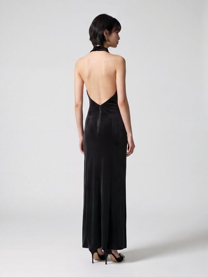 Jake*s Cocktail Maxi Abendkleid aus Polyester-Mix mit Neckholder und Beinschlitz Black 5