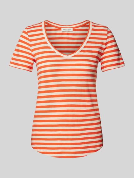 Marc O'Polo T-shirt met streepmotief Oranje - 2