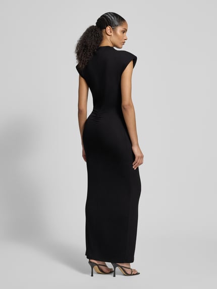 My Essential Wardrobe Maxi-jurk met opstaande kraag, model 'Giggo' Zwart - 5