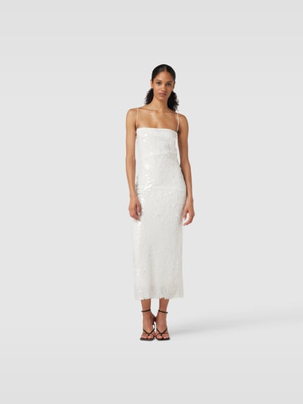 New Arrivals by Ilkyaz Ozel Midi-jurk met pailletten Wit - 4
