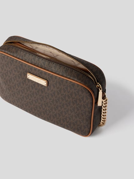 MICHAEL Michael Kors Skórzana torebka na długim pasku ze wzorem z logo Ciemnobrązowy 6
