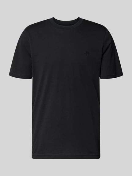 Produktfoto, Regular Fit T-Shirt mit Logo-Stitching von MCNEAL, czarna bawełna, krój regular fit, okrągły dekolt, długość tyłu 70 cm w rozmiarze M