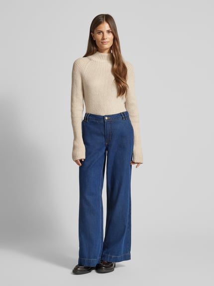 Jake*s Collection Sweter z dzianiny z efektowną przędzą Écru 1
