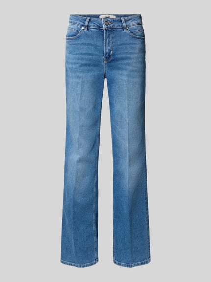 Produktfoto, Straight Fit Jeans mit Gesäßtaschen Modell 'Carie' von Someday, niebieski denim, mieszanka bawełny, wpuszczane kieszenie, zapięcie na guzik i zamek błyskawiczny, szerokość w rozmiarze 36: 36 cm, długość wewnętrzna nogawki w rozmiarze 36: 80 cm