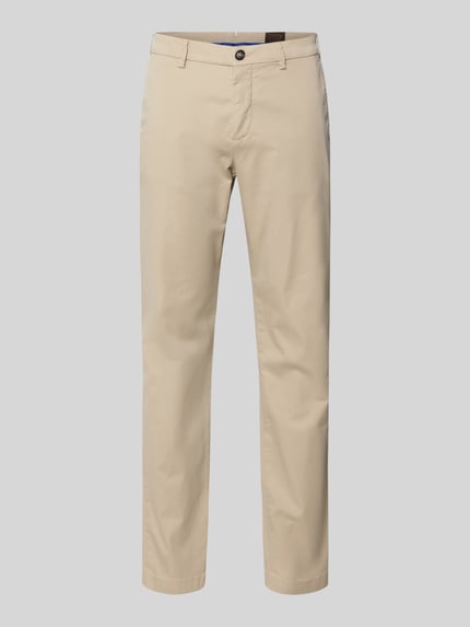 Produktfoto, beigefarbene Slim Fit Hose mit Eingrifftaschen, Modell 'Tybalt 5' von g1920, Baumwoll-Mix mit Lyocell-Anteil, Soft Touch