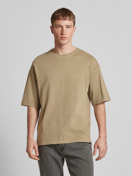 JACK & JONES T-shirt z prążkowanym, okrągłym dekoltem model ‘CHARGE’ Beżowy 4