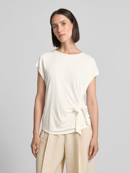 Oui T-shirt z wiązanym detalem Złamany biały 4