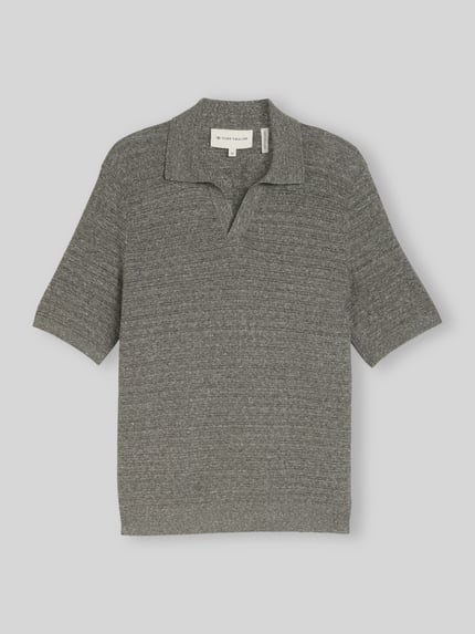 Tom Tailor Koszulka polo z mieszanki bawełny i lnu, krój regular fit Oliwkowy melanż 2