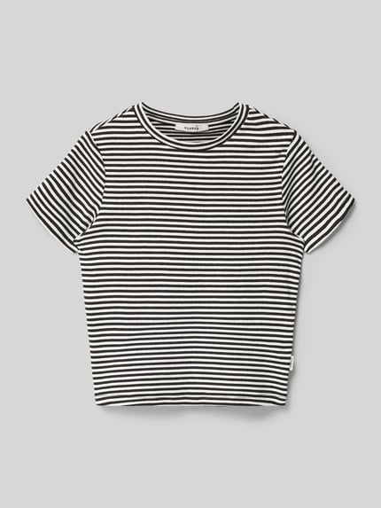 Garcia T-shirt in ribbel-look met ronde halslijn Zwart - 1