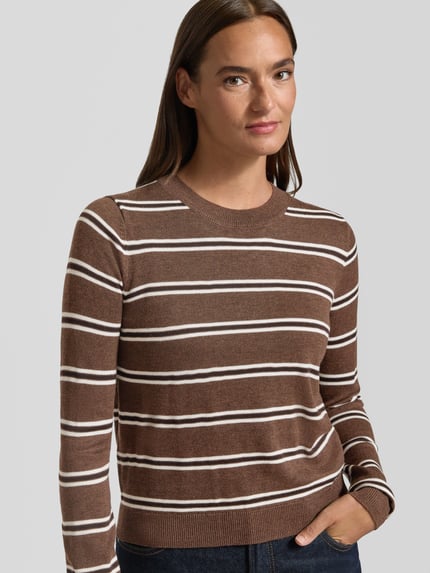 MANGO Strickpullover mit Rundhalsausschnitt Modell 'LLADO' Dunkelbraun 3