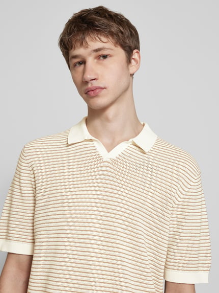 ONLY & SONS Poloshirt mit gerippten Abschlüssen Modell 'KIAN' Beige 3