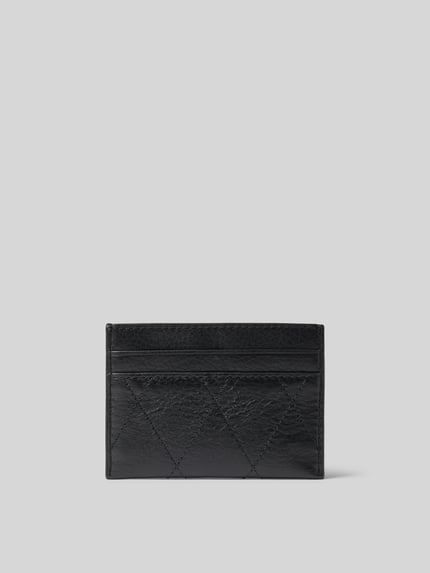 Productfoto, kaartetui uit echt leer van Tory Burch, zwart slangenmotief, doorgestikte naden, labeldetail in metallic, steek- en vakken voor pasjes, afmetingen 10 x 7 x 1 cm