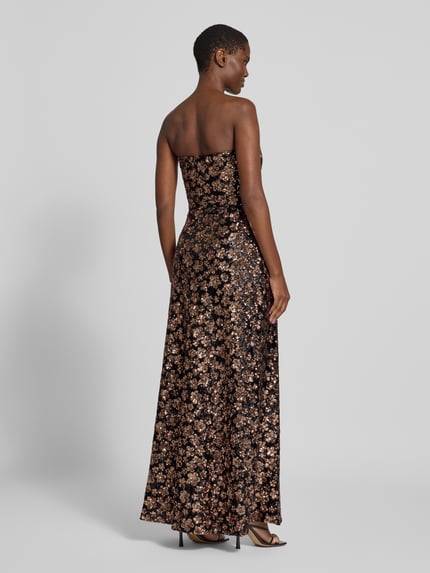 Max Mara Studio Abendkleid mit Pailletten-Samtoptik Cognac 5