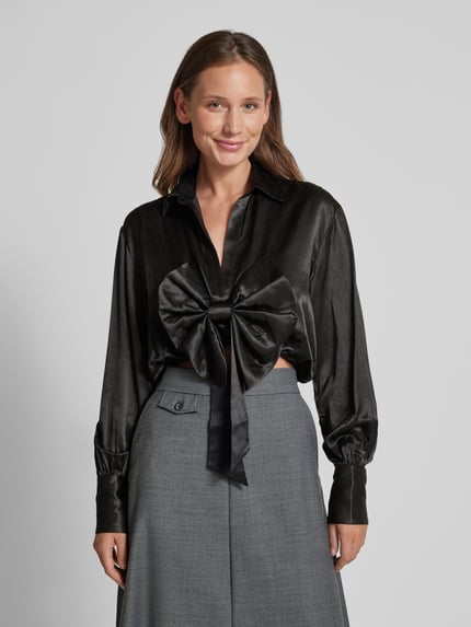 The Kooples Regular Fit Bluse mit Schleifen-Detail Black 4