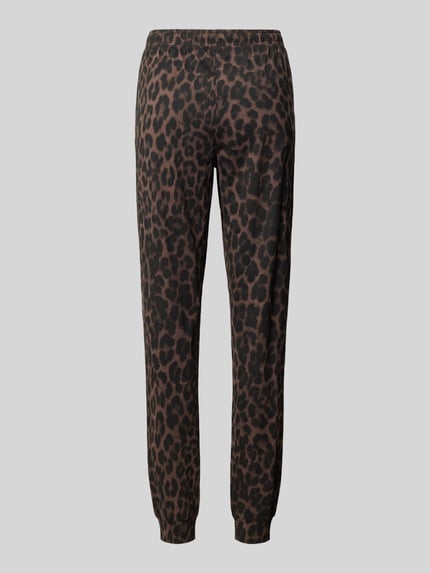 Produktfoto, Regular Fit Pyjama-Hose aus reiner Baumwolle von Jake*s Casual, braunes und schwarzes Leopardenmuster, glatte Struktur