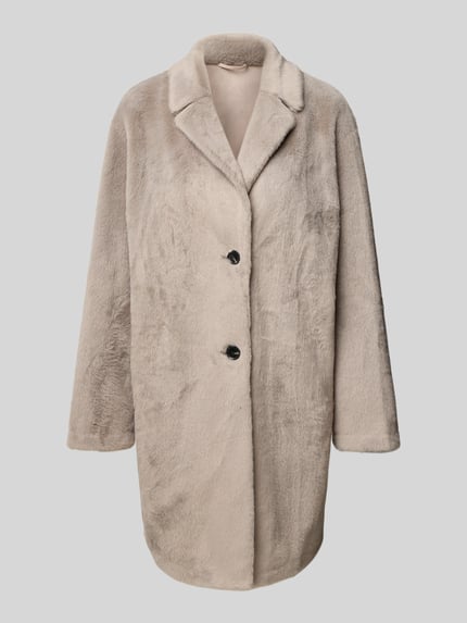 White Label Lange jas van imitatiebont met reverskraag Taupe - 2