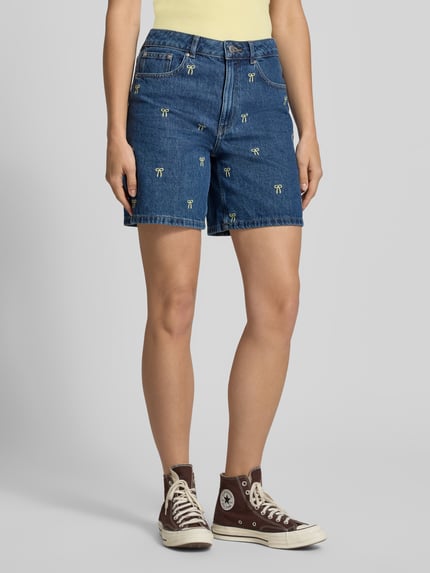REVIEW Jeansshorts mit Stitchings Dunkelblau 4