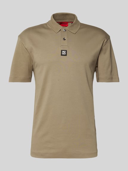 HUGO koszulka polo o kroju regular fit z naszywką z logo model 'Deabono' Jasnobrązowy 2