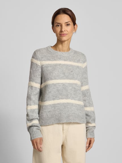 VERO MODA Regular fit gebreide pullover met wol, model 'ZADA' Lichtgrijs - 4