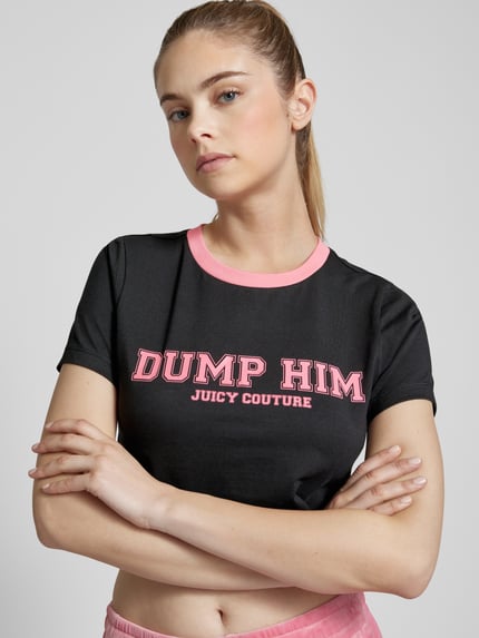 Juicy Couture T-shirt krótki z nadrukiem z napisem Czarny 3