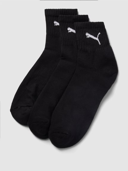 PUMA Sokken met labeldetail in een set van 3 paar, model 'SHORT CREW' Zwart - 1