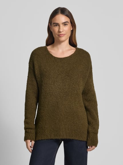 Milano Italy Loose Fit Strickpullover mit Woll-Alpaka-Anteil Khaki 4