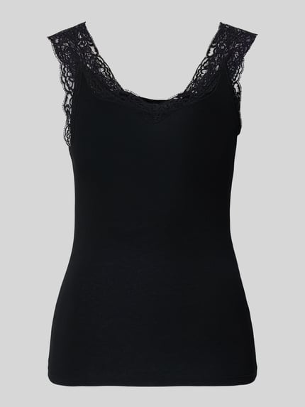 PIECES Slim Fit Tank Top aus Viskose-Mix Modell 'BARBERA LACE' Black 2