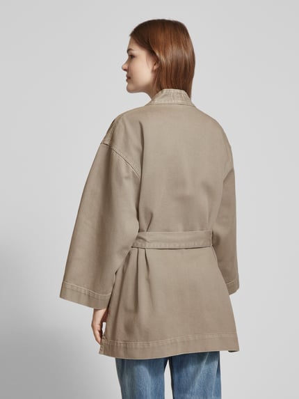 Jake*s Casual Jacke in Denim-Optik mit Taillengürtel Schlamm 5