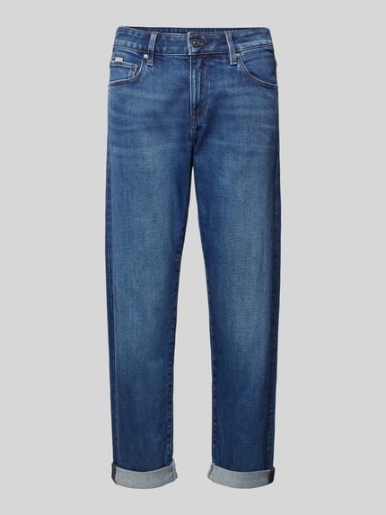 Produktfoto, Boyfriend Jeans im Used-Look Modell 'Kate Boyfriend' von G-Star, Baumwoll-Elasthan-Mix, mittleres Blau, Eingrifftaschen, Damen Jeans, Used-Look, Bundweite 41 cm, Innenbeinlänge 73 cm