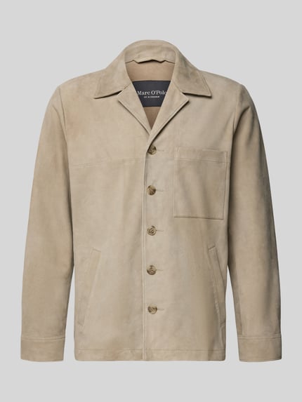 Marc O'Polo Regular Fit Ziegenlederjacke mit Brusttasche Hellbraun 2