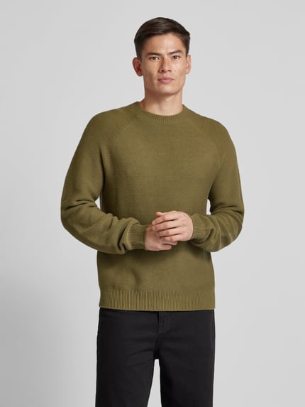 Jake*s Studio Men Sweter z dzianiny z okrągłym dekoltem Oliwkowy 4