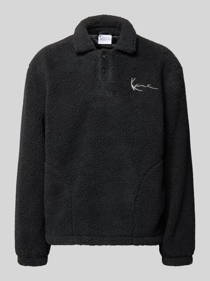 Karl Kani Teddyfell Sweatshirt mit Umlegekragen und Knopfleiste Black 2