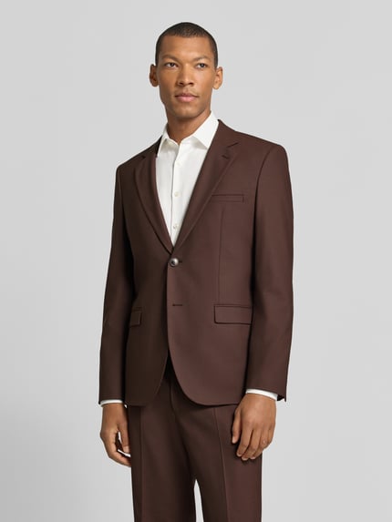 HUGO Garnitur o kroju super slim fit z mieszanki wełny model 'Hesten' Ciemnobrązowy 4