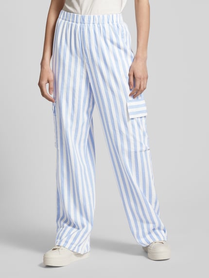 Tom Tailor Denim Regular Fit Leinenhose mit Cargotaschen Hellblau 4