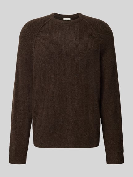 Productfoto, Pullover Modell 'DAMSVILLE' met raglanmouwen van AMERICAN VINTAGE in bruin gemêleerde breilook met structuur, regular fit, ronde hals, lange mouwen, geribde boorden, gebreide textuur